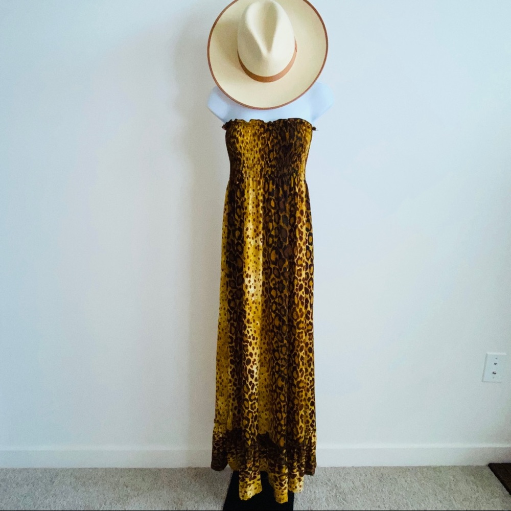 Beautiful Mixed Leopard Print Tube Maxi Dress Size L